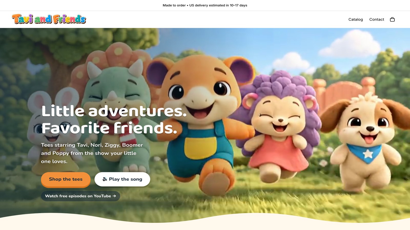 Tavi and Friends website homepage hero